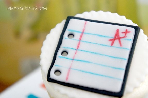 Back to School Party Ideas featuring cupcake toppers from #LIVCreativity as seen on AmysPartyIdeas.com