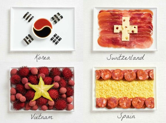 olympic party ideas Olympic Flags made from food from Syndey International Food Festival featured on AmysPartyIdeas.com
