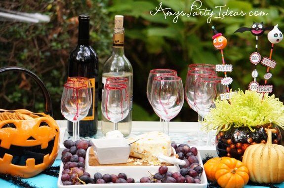 Halloween Party Ideas wine & cheese plate