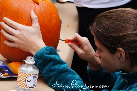 Halloween Pumpkin Carving Party Ideas from AmysPartyIdeas.com