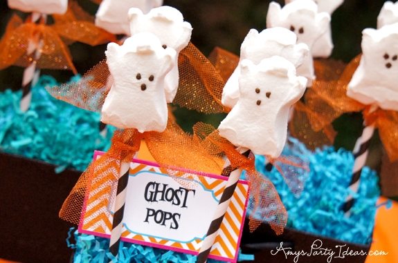Halloween Party Ideas Ghost Peeps Pops