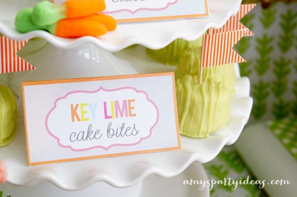 Key Lime Cake Bites ~ Easter or Bunny Birthday Party Dessert Table Ideas from AmysPartyIdeas.com