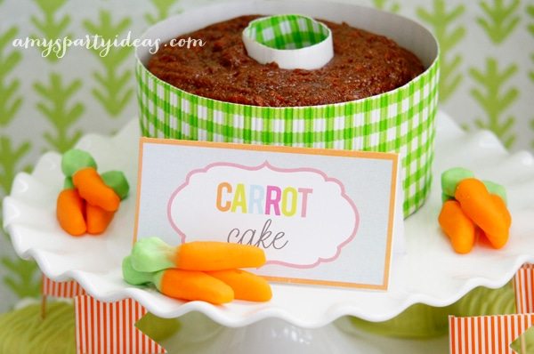 Carrot Cake ~ Easter or Bunny Birthday Party Dessert Table Ideas from AmysPartyIdeas.com