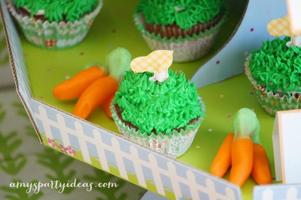 Chick Cupcakes ~ Easter or Bunny Birthday Party Dessert Table Ideas from AmysPartyIdeas.com
