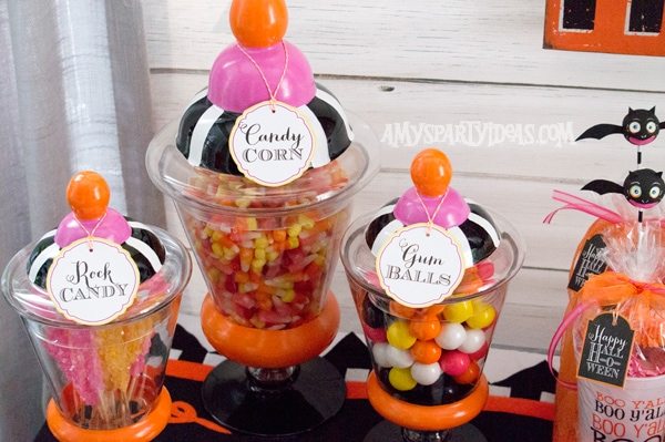 Candy-Corn-Halloween-Party_Apothecary-Candy-Jars-(3) @AmysPartyIdeas #halloween #party #ideas #candycorn