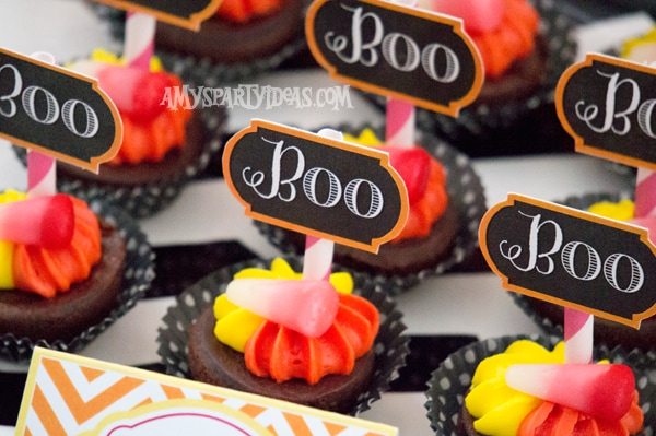 Candy Corn Halloween Party_Brownie Bites 3 @AmysPartyIdeas #halloween #party #ideas #candycorn