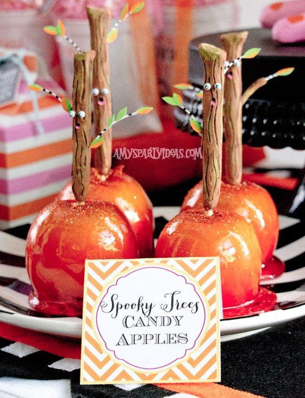 Candy Corn Halloween Party_Candy Apples (3) @AmysPartyIdeas #halloween #party #ideas #candycorn