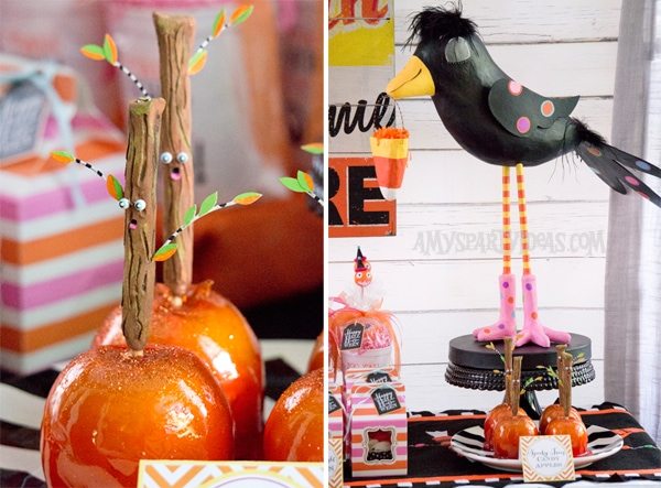 Candy-Corn-Halloween-Party_Crowdilla_Spooky-Trees @AmysPartyIdeas #halloween #party #ideas #candycorn