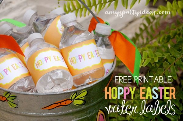 FREE PRINTABLE hoppy easter water labels from AmysPartyIdeas.com
