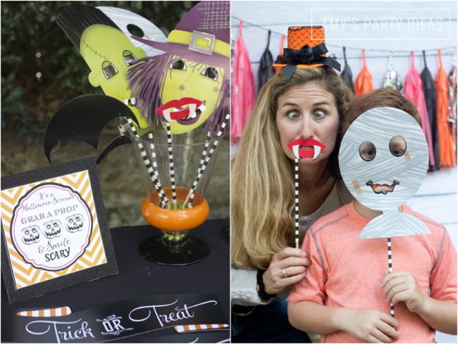 Halloween Pumpkin Carving Ideas from AmysPartyIdeas.com | Halloween Party Photo Props