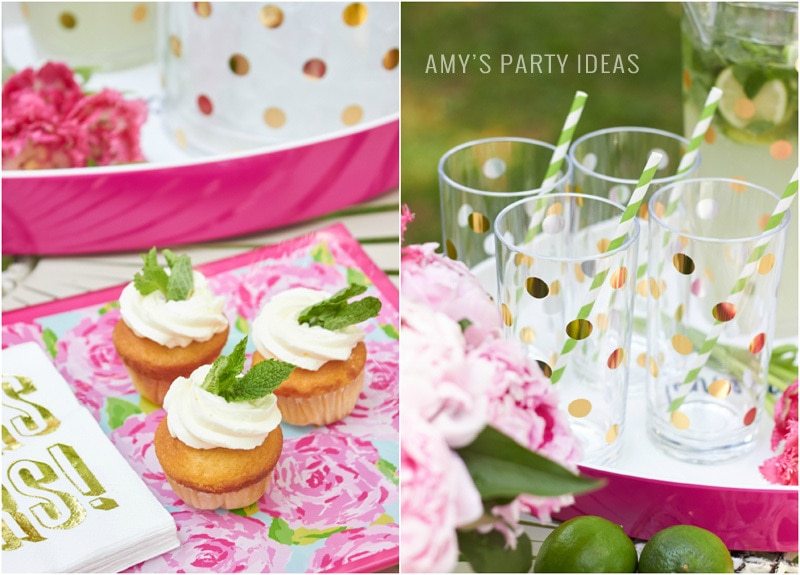 Kate Spade Gold Dot Bar Glasses |Tips for hosting a Glam Garden party | #swoozies | #katespade | AmysPartyIdeas.com | Amy's Party Ideas