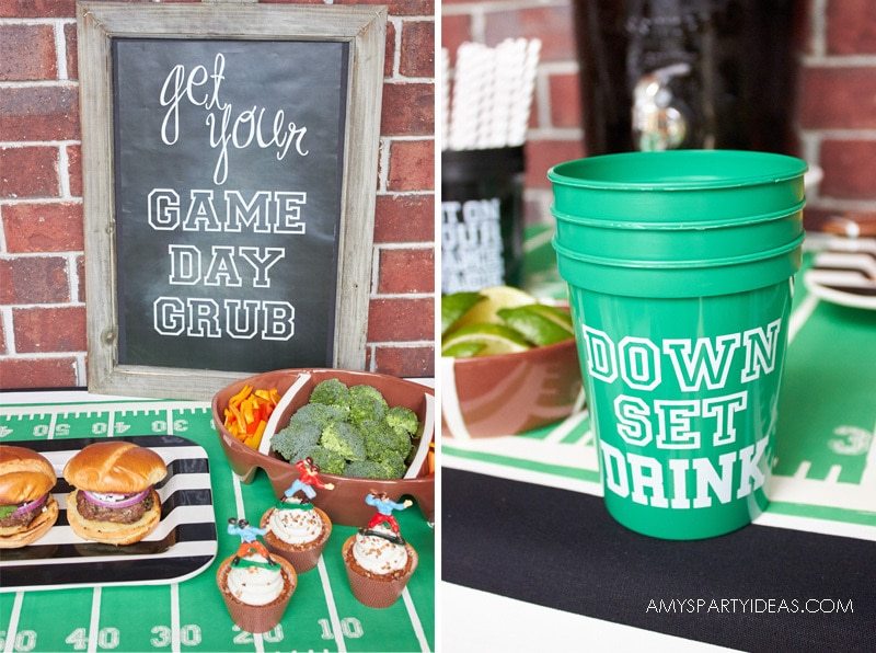 FREE Fottball printables | Down Set Drink Stadium Cups | Tailgating 101 - Easy Gameday Entertaining Ideas from AmysPartyIdeas.com | Gameday Tailgate partyware from Swoozies.com |#football #tailgate #tailgatingideas #footballpartyideas #collegefootball #wareagle