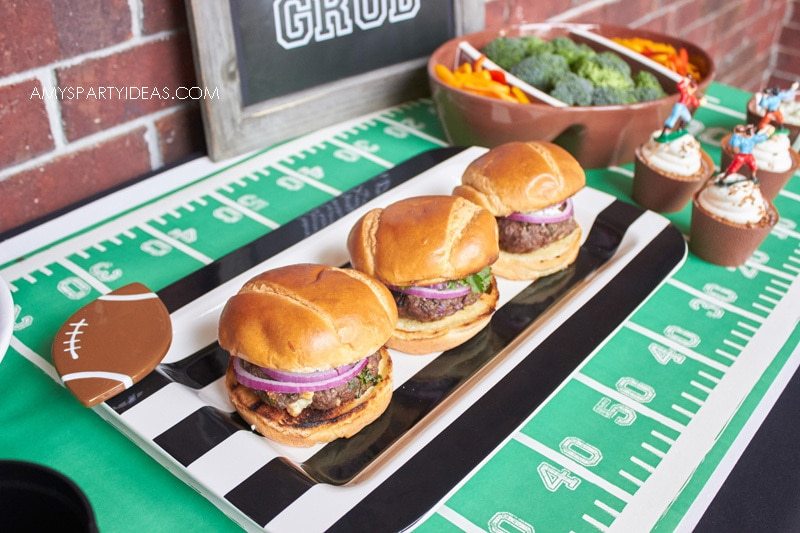 Happy Everything Black Stripe Platter with Football Mini Attachment | Tailgating 101 - Easy Gameday Entertaining Ideas from AmysPartyIdeas.com | Gameday Tailgate partyware from Swoozies.com |#football #tailgate #tailgatingideas #footballpartyideas #collegefootball #wareagle #cotoncolors