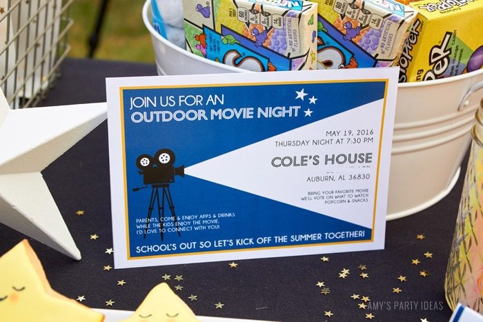 DIY Outdoor Movie Party Ideas | AmysPartyIdeas.com | Printable Invitations | Movie Night Printables| #DataAndAMovie 