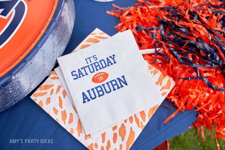 Personalized Napkins | It's Saturday in Auburn | Auburn Football Tailgate Ideas | Saturday down South | Football Tailgating | Football Watch Party | AmysPartyIdeas.com | Swooies.com