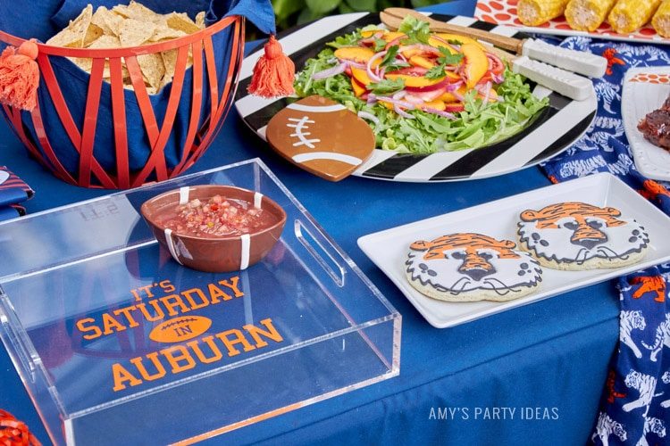 Personalized Acrylic Tray | It's Saturday in Auburn | Auburn Football Tailgate Ideas | Saturday down South | Football Tailgating | Football Watch Party | AmysPartyIdeas.com | Swooies.com