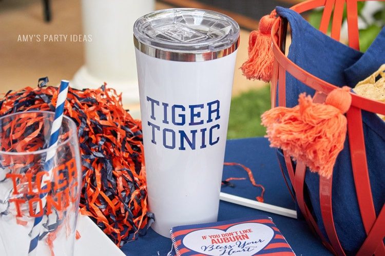 Tiger Tonice | Personalized Corksicle | Auburn Football Tailgate Ideas | Saturday down South | Football Tailgating | Football Watch Party | AmysPartyIdeas.com | Swooies.com