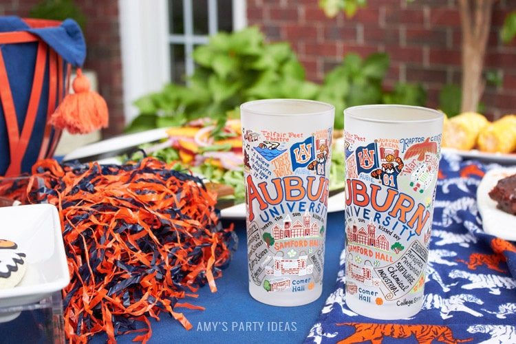 Auburn University Frosted Glasses | Auburn Football Tailgate Ideas | Saturday down South | Football Tailgating | Football Watch Party | AmysPartyIdeas.com | Swooies.com