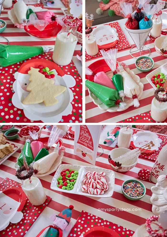 Christmas Cookie Decorating Party Ideas from AmysPartyIdeas.com and Swoozies.com | Sugar Cookie Recipe | Tablescape, Favors, Place Settings 
