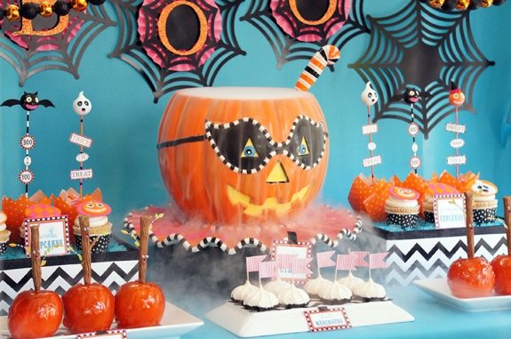 Glitterville Halloween Party Ideas Vintage Pumpkin from AmysPartyIdeas.com