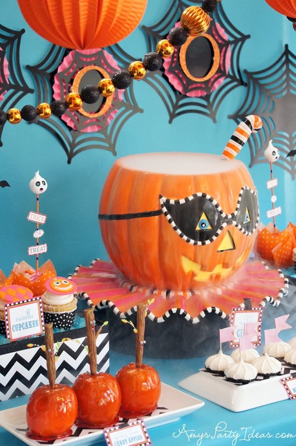 Glitterville Halloween Party Ideas Vintage Pumpkin from AmysPartyIdeas.com