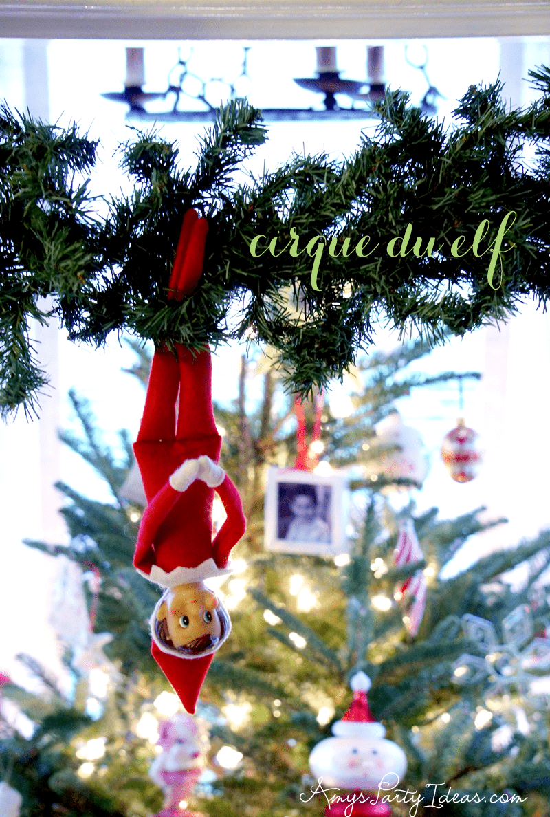 {Cirque du Elf} Elf on the Shelf Ideas: Day 6 as seen on AmysPartyIdeas.com