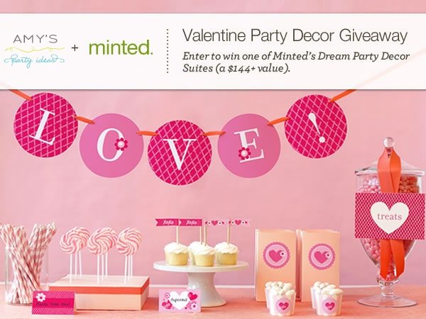 EXCLUSIVE Valentines Dream Party Package Giveaway from AmysPartyIdeas.com & Minted