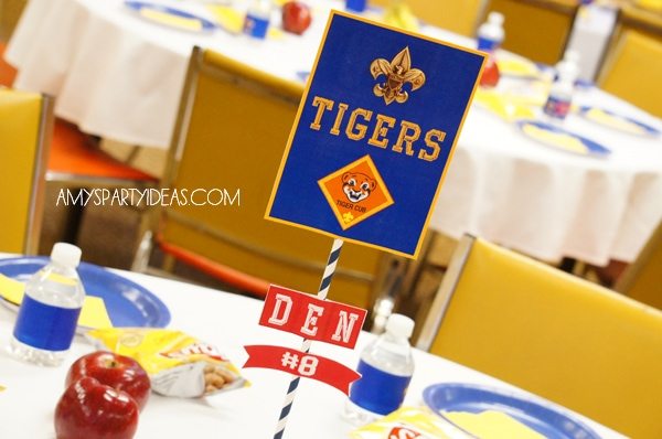 Cub Scout Blue & Gold Ceremony Party Ideas with Printables - as seen on AmysPartyIdeas.com #cub scouts #blue & gold #party #ideas #scouts #bluegold