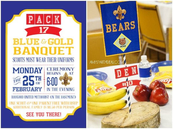 CUB-SCOUT-INVITE printable from LuluCole.com as seen on AmysPartyIdeas.com #cub #scout #invitations #bluegold #ceremony