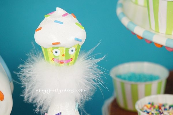 Welcome to Cupcake Town - Cupcake Themed Birthday Party Ideas from AmysPartyIdeas.com featuring #Glitterville party hats