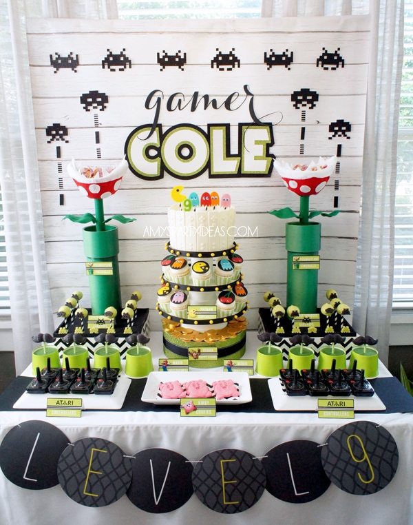 game truck party ideas – video game party ideas – dessert table | Game