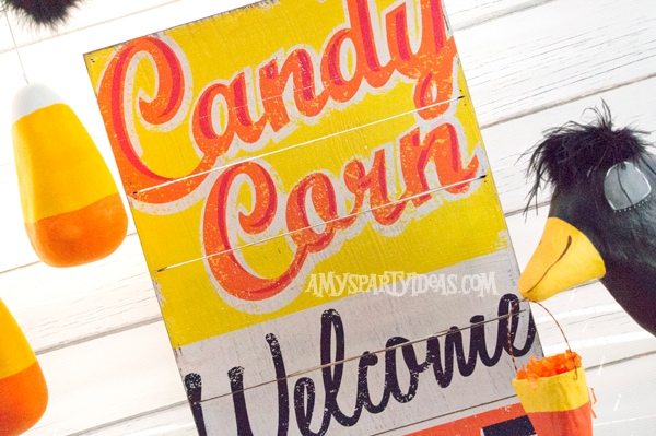 Candy-Corn-Halloween-Party_Wooden-Sign-1 @AmysPartyIdeas #halloween #party #ideas #candycorn