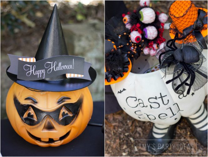 Halloween Pumpkin Carving Ideas from AmysPartyIdeas.com | Halloween Party Photo Props