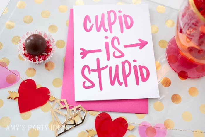 Cupid is Stupid Galentines Girl's Night Valentine's Day Ideas from AmysPartyIdeas.com & #swoozies 