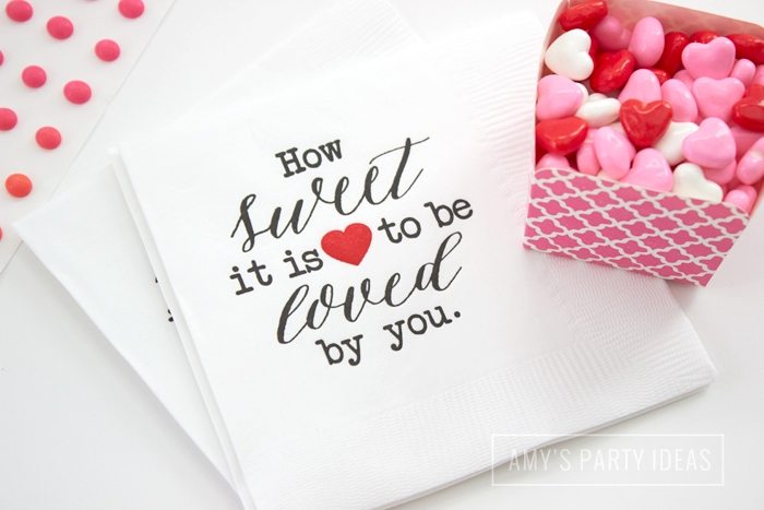 How Sweet It Is to Be Loved By You napkins | Valentine's Day Gift Ideas for kids from AmysPartyIdeas.com & #swoozies 