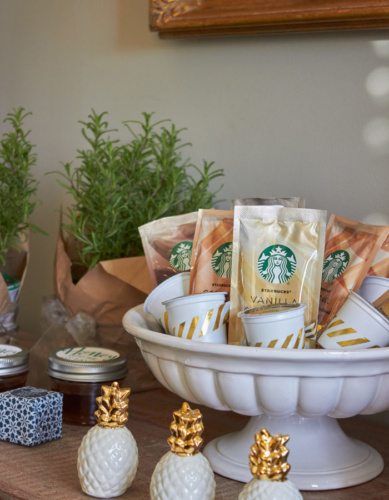 Starbucks Caffe Latte at Home | Host a Favorite Things Brunch from AmysPartyIdeas.com | Holiday Entertaining Ideas | Gift Party Ideas | Barista Bar | #StarbucksCaffeLatte #MyStarbucksatHome