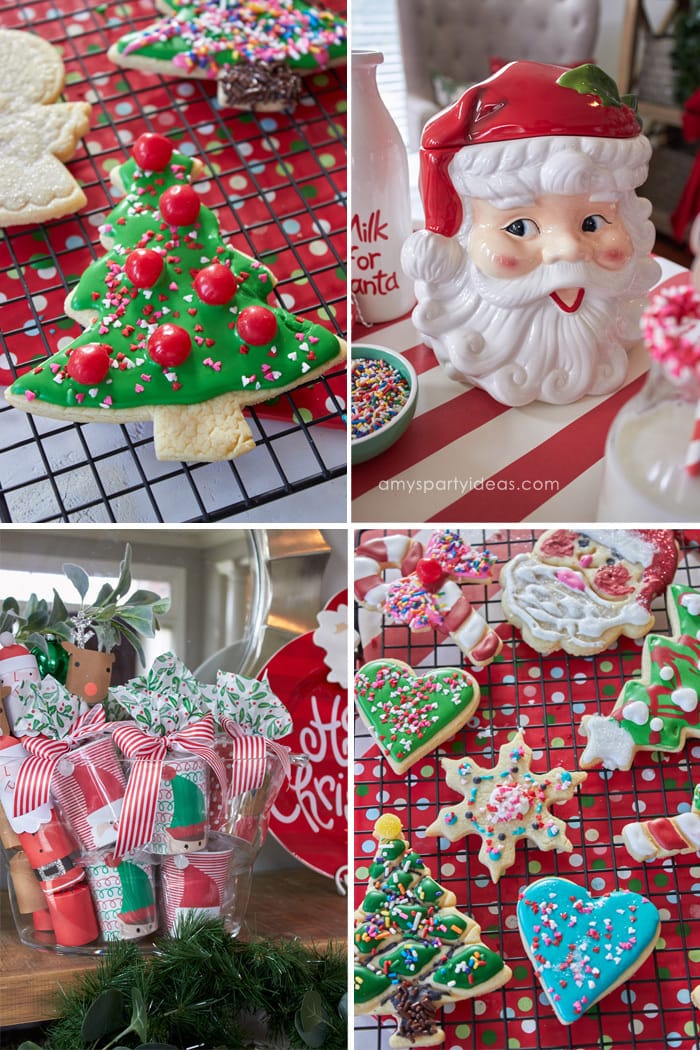 Christmas Cookie Decorating Party Ideas from AmysPartyIdeas.com and Swoozies.com | Sugar Cookie Recipe | Tablescape, Favors, Place Settings 