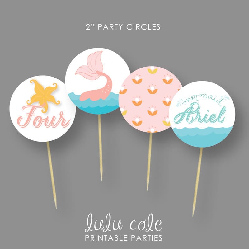 Mermaid Birthday Party Cupcake Toppers - Under the Sea - Printable - LuluCole