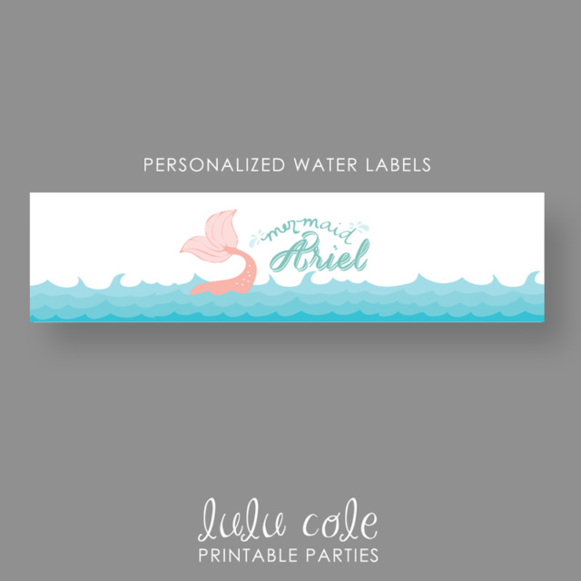 Mermaid Birthday Party Water & Drink Labels - Under the Sea - Printable - LuluCole