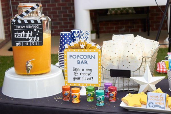 Outdoor Movie Night Popcorn Bar Party Printables INSTANT DOWNLOAD