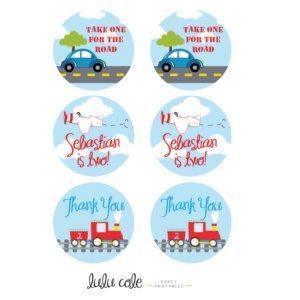 Printable Transportation Party Circles | Edit Your Own | Editable & Printable party supplies from LuluCole.com exclusively for AmysPartyIdeas.com