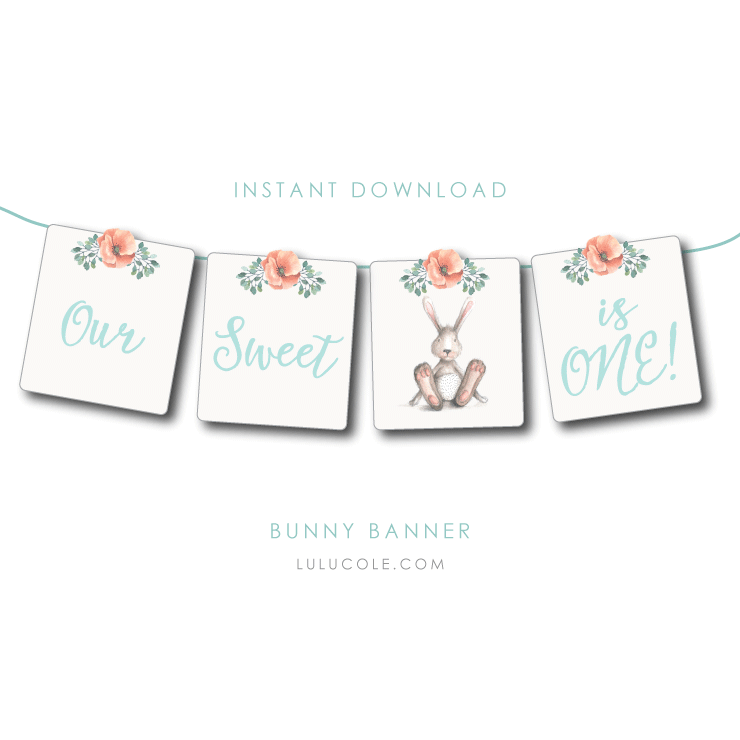 Some Bunny is One | Bunny Birthday Banner | INSTANT DOWNLOAD | LuluCole for AmysPartyIdeas.com
