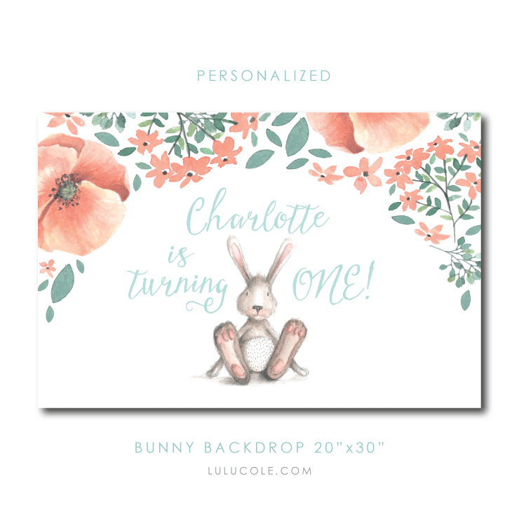 Some Bunny is One | Bunny Birthday Backdrop | PERSONALIZED | LuluCole for AmysPartyIdeas.com