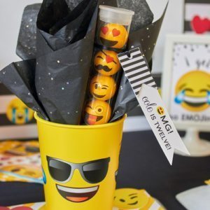 Emoji Party Printable Party Favors and Favor Tags from LuluCole for AmysPartyIdeas.com | Emoji Birthday | Printable Party | Tween or Teen Birthday Party Ideas