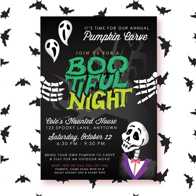 Boo-tiful Night Halloween Party Invitation Front from AmysPartyIdeas.com