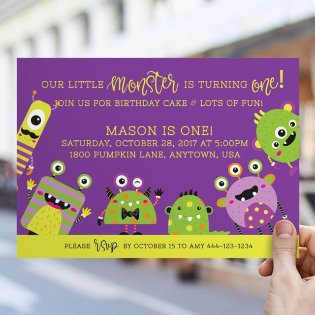 Monster Mash Birthday Bash Halloween party invitation PRINTABLE from LuluCole for AmysPartyIdeas.com