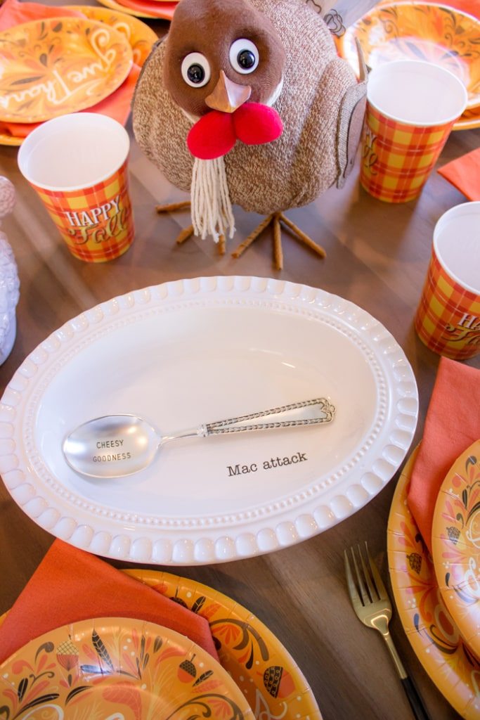 Start a new thankful tradition | Thanksgiving Dinner Table Ideas | Turkey on the Table | Swoozies.com | AmysPartyIdeas.com | Kids Table Thanksgiving Ideas
