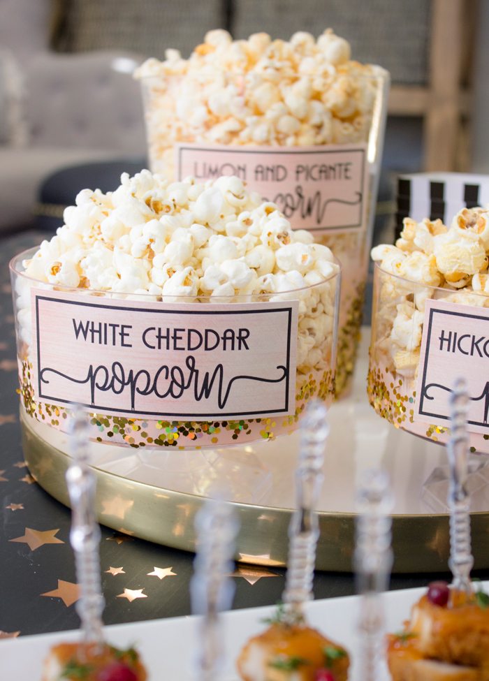 Msg 4 21+ DIY Glam Popcorn Bowls | Awards Viewing Party | Girl's Night In Party Ideas from AmysPartyIdeas.com | #SignatureSips #CollectiveBias