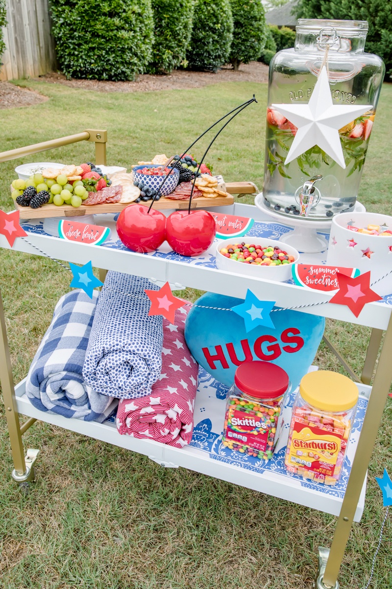 Celebrate Summer Nights | Easy Bar Cart Ideas for Fourth of July, Memorial Day, Labor Day and Summer Nights | SKITTLES® Pantry Jar + STARBURST® Pantry Jar | Party Ideas from AmysPartyIdeas.com | #CelebrateSummerSweetness #Ad