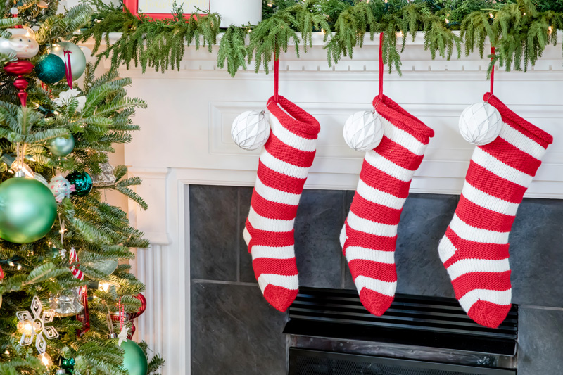 Candy Cane Stripe Stockings & Mantle Decor | Deck the Halls | Christmas 2019 Home Tour | Amy's Party Ideas and Wayfair